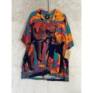 NWT National Geographic Disney Parks Men's‎ Large Elephant Short Sleeve Button